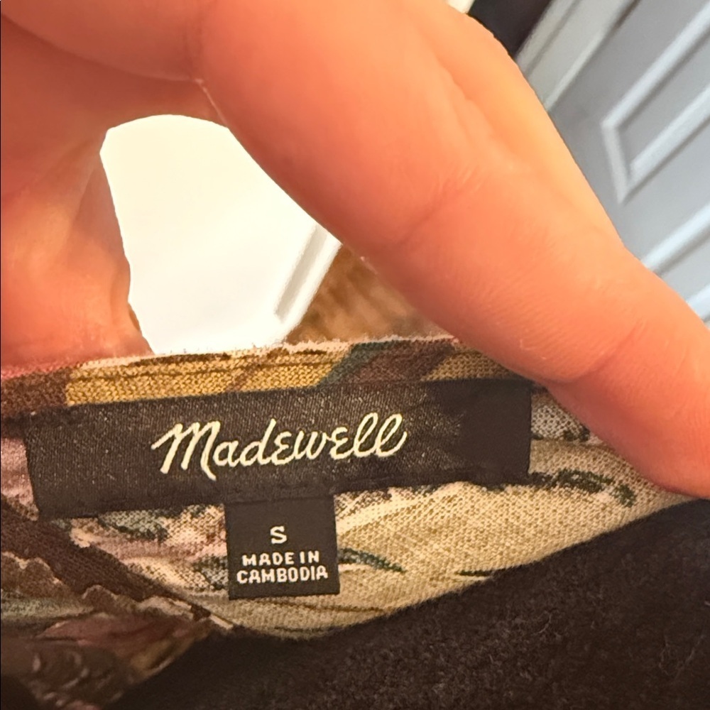 Madewell Leaf Pattern Blouse - Pink and Brown - Picture 4 of 8